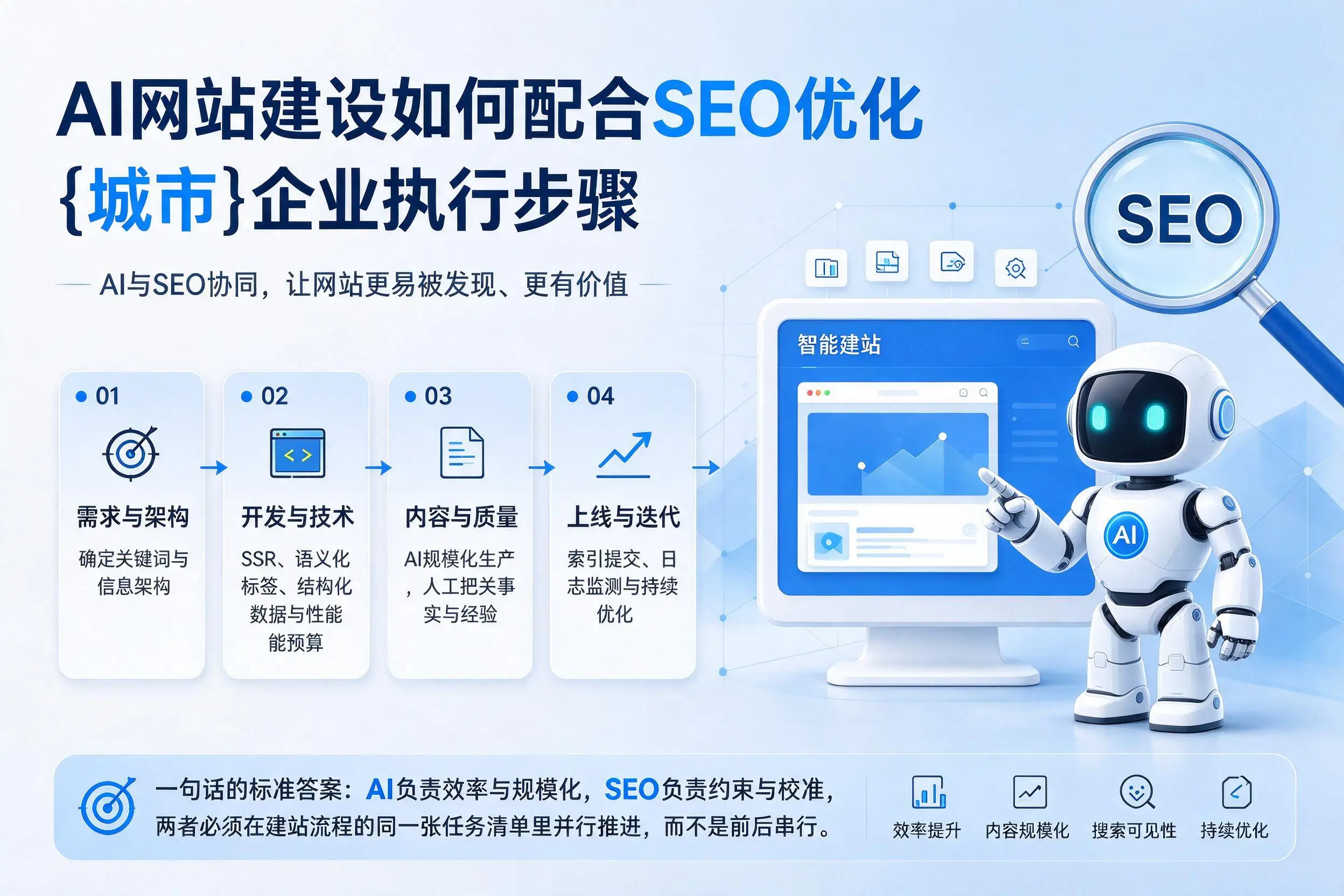 AI网站建设如何配合SEO优化，徐州企业执行步骤
